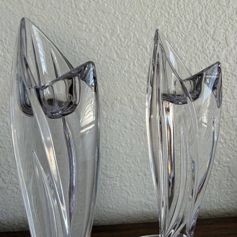 Marquis By Waterford Crystal Palma Pair of 2 Candleholders Candlesticks 7" Tall - Picture 2 of 9